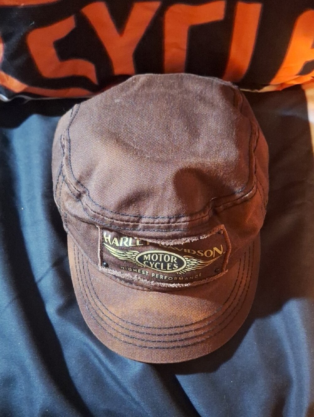 Harley-Davidson Brown and Gold Military-Style Cap